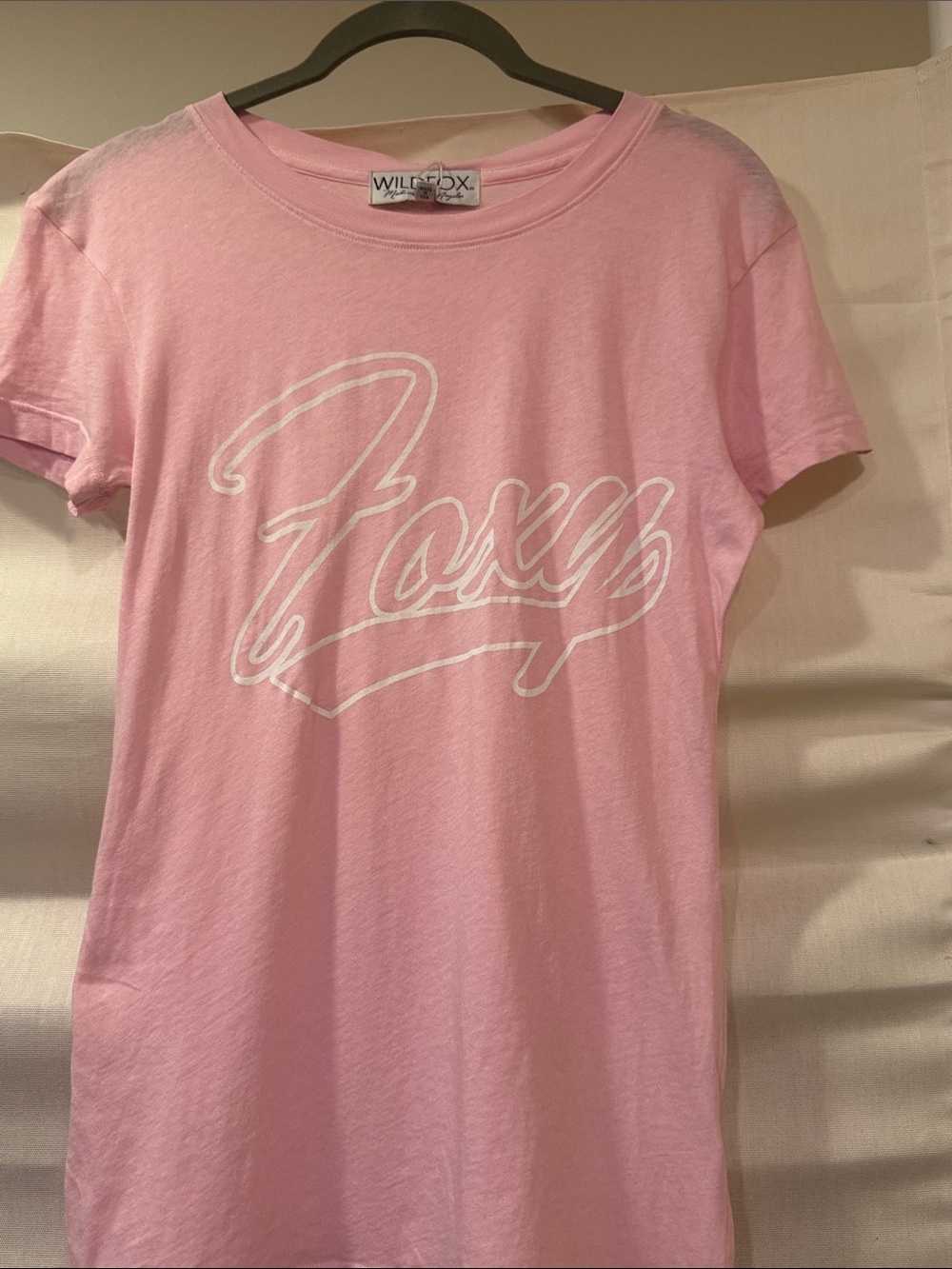 Wildfox Light Pink Script Logo Tee